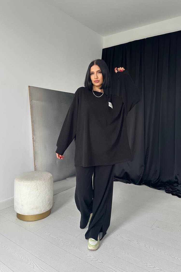 Classic Ribbed Sweater And Trousers Set - Elisa - Globality Store - Women Clothes Wholesale Turkey