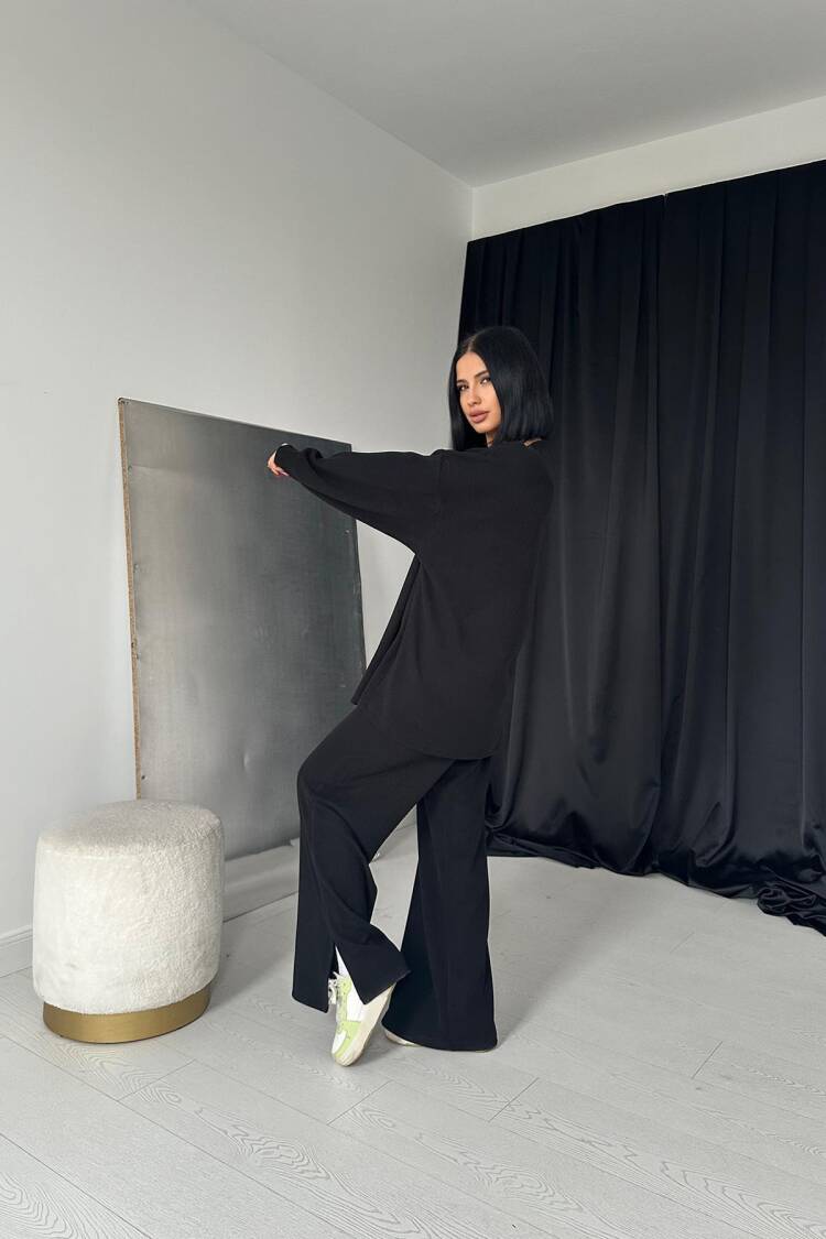 Classic Ribbed Sweater And Trousers Set