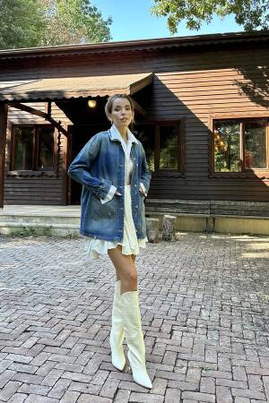 Vintage Denim Jacket - Elisa - Globality Store - Women Clothes Wholesale Turkey