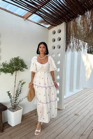 Lace Detailed Brode Dress - Elisa - Globality Store - Women Clothes Wholesale Turkey