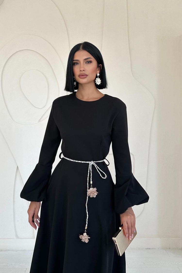 Blaon Sleeve Belted Dress - Elisa - Globality Store - Women Clothes Wholesale Turkey