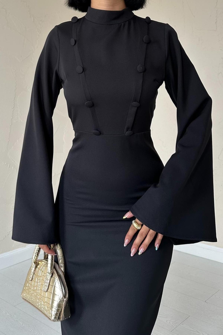 One Sleeve Dress - Black