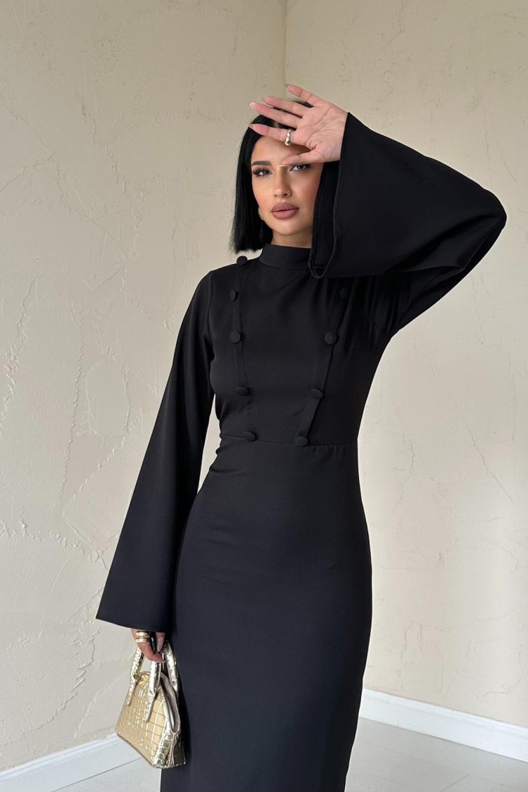 One Sleeve Dress - Black