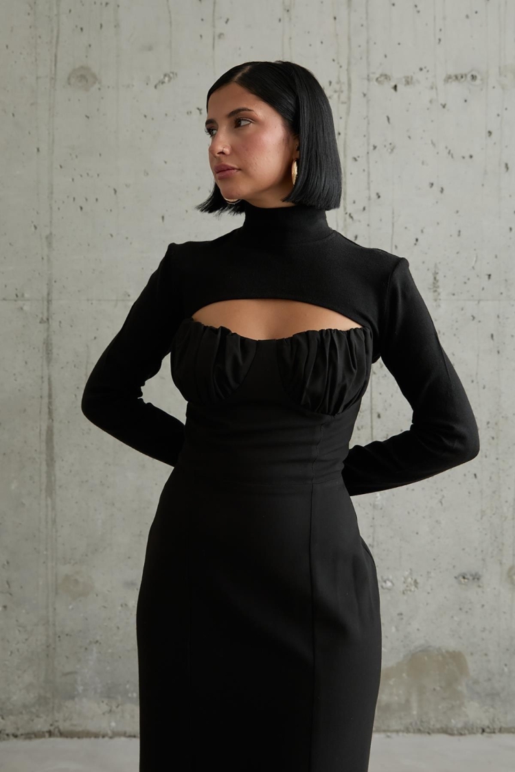Chest Cup Dress - Black