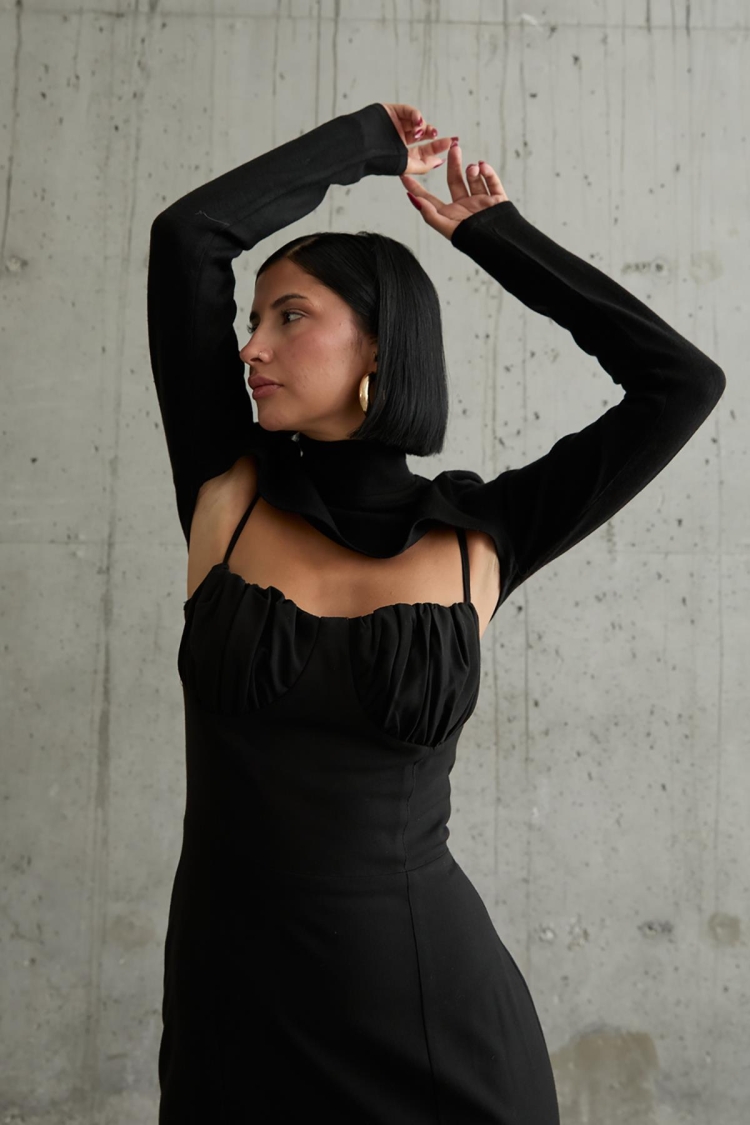 Chest Cup Dress - Black