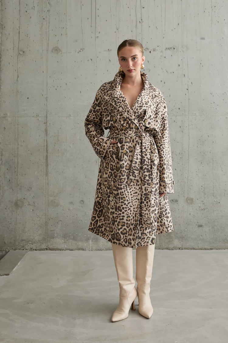Front And Back Cape Coat - Leopard - Elisa - Globality Store - Women Clothes Wholesale Turkey