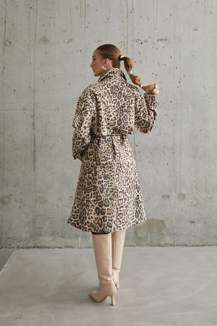 Front And Back Cape Coat - Leopard