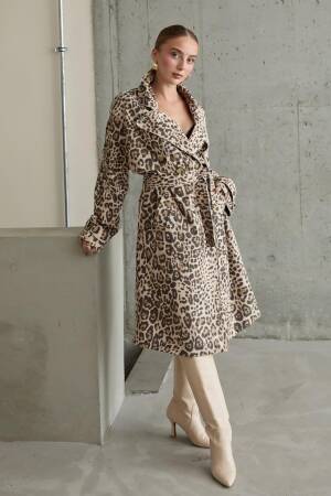 Front And Back Cape Coat - Leopard - Elisa - Globality Store - Women Clothes Wholesale Turkey