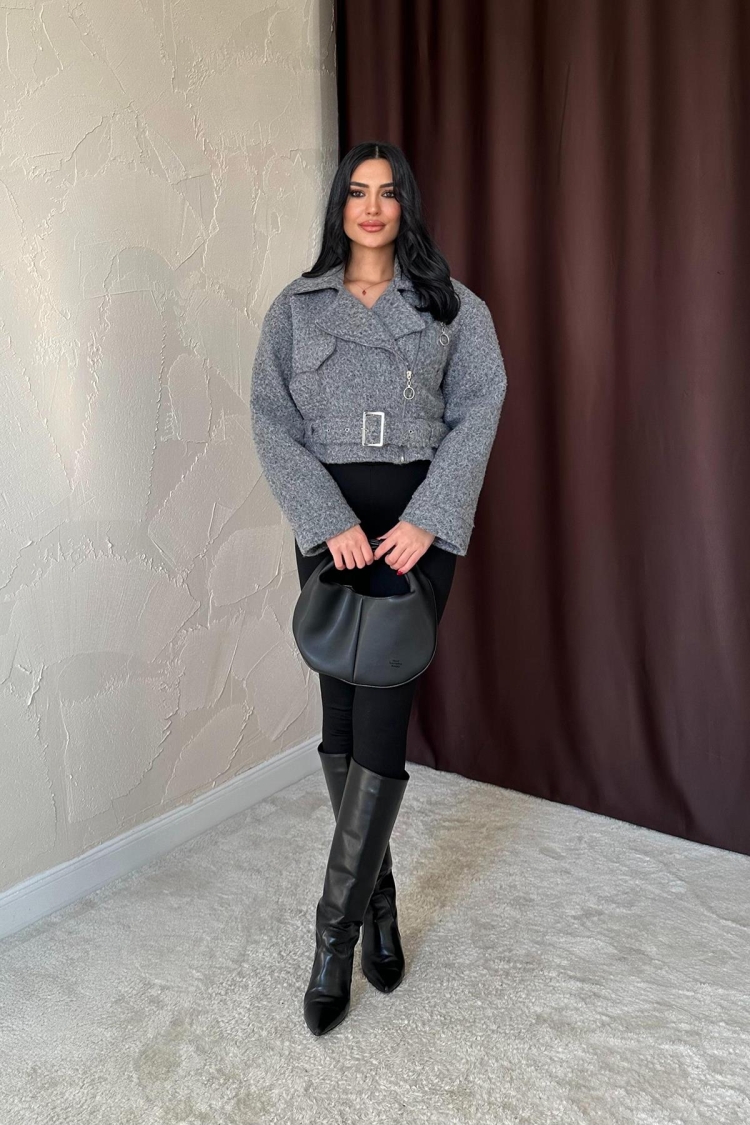Eyelet Cachet Coat - Gray