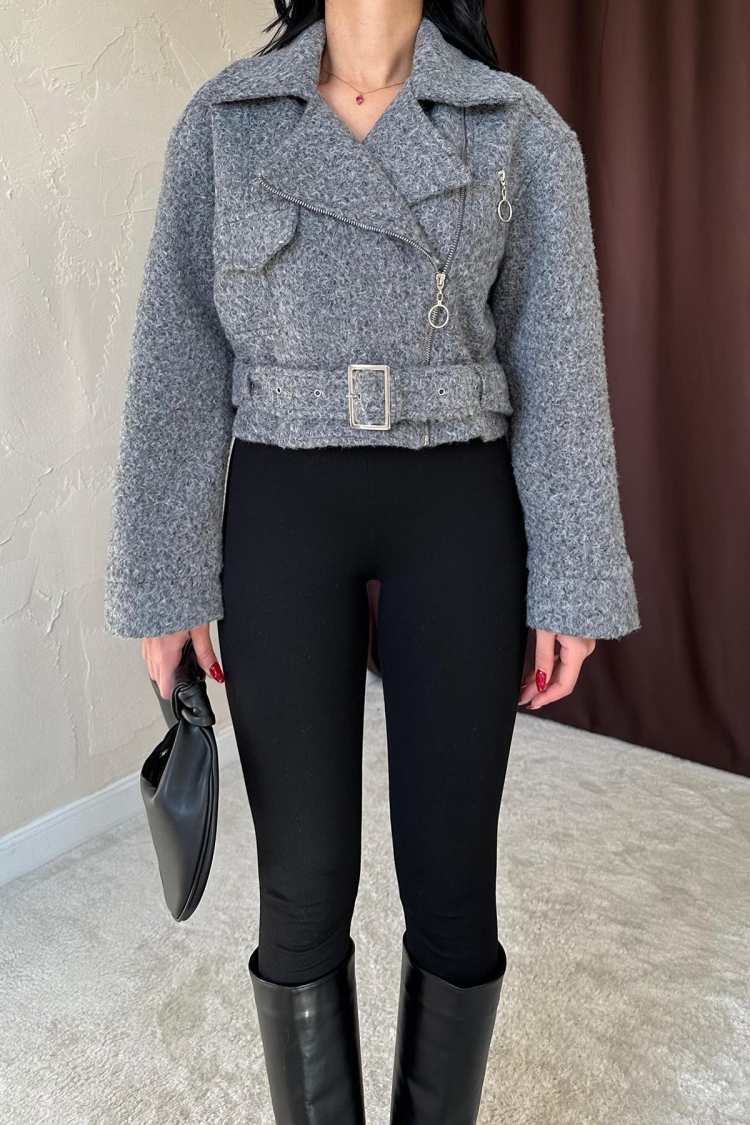 Eyelet Cachet Coat - Gray