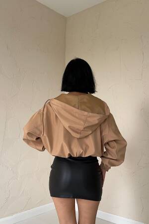 Short Zipper Bomber Jacket - Mink - Elisa - Globality Store - Women Clothes Wholesale Turkey
