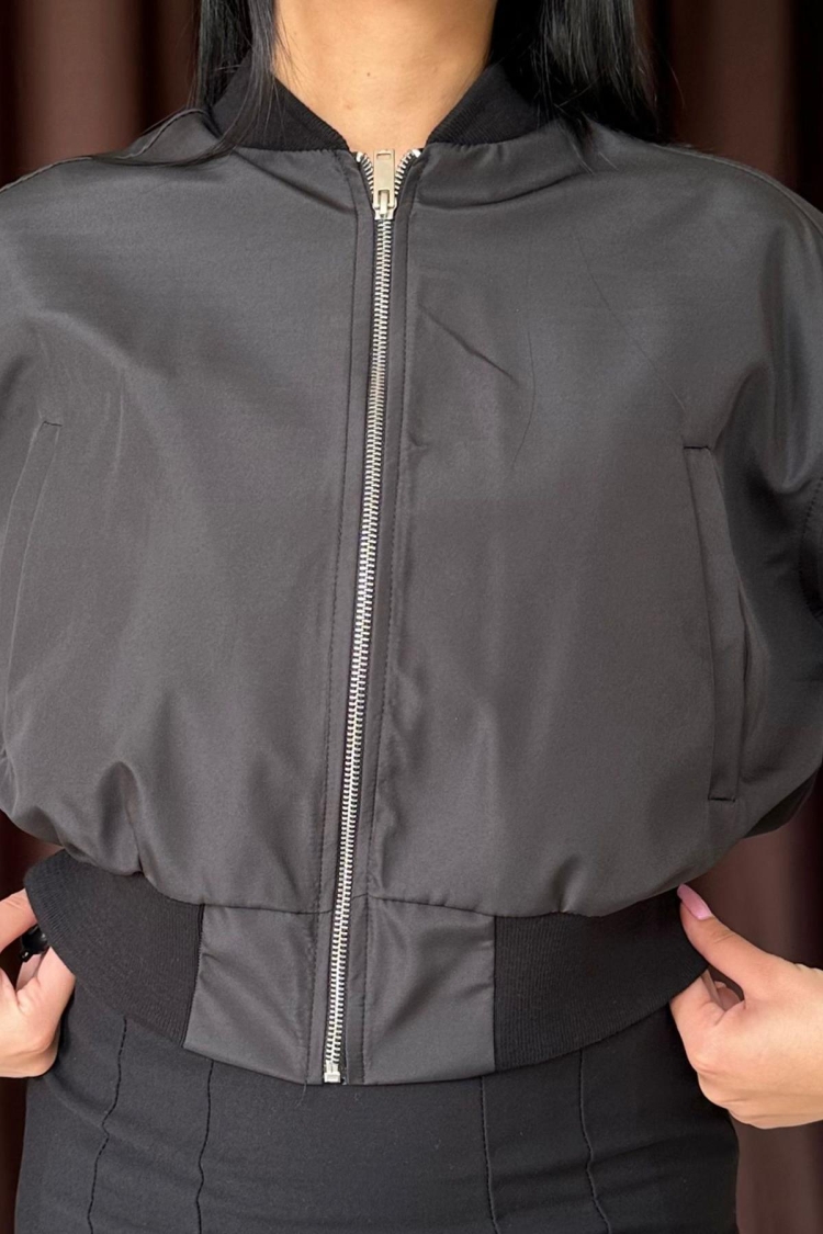 Short Jacket With Side Stripes - Black