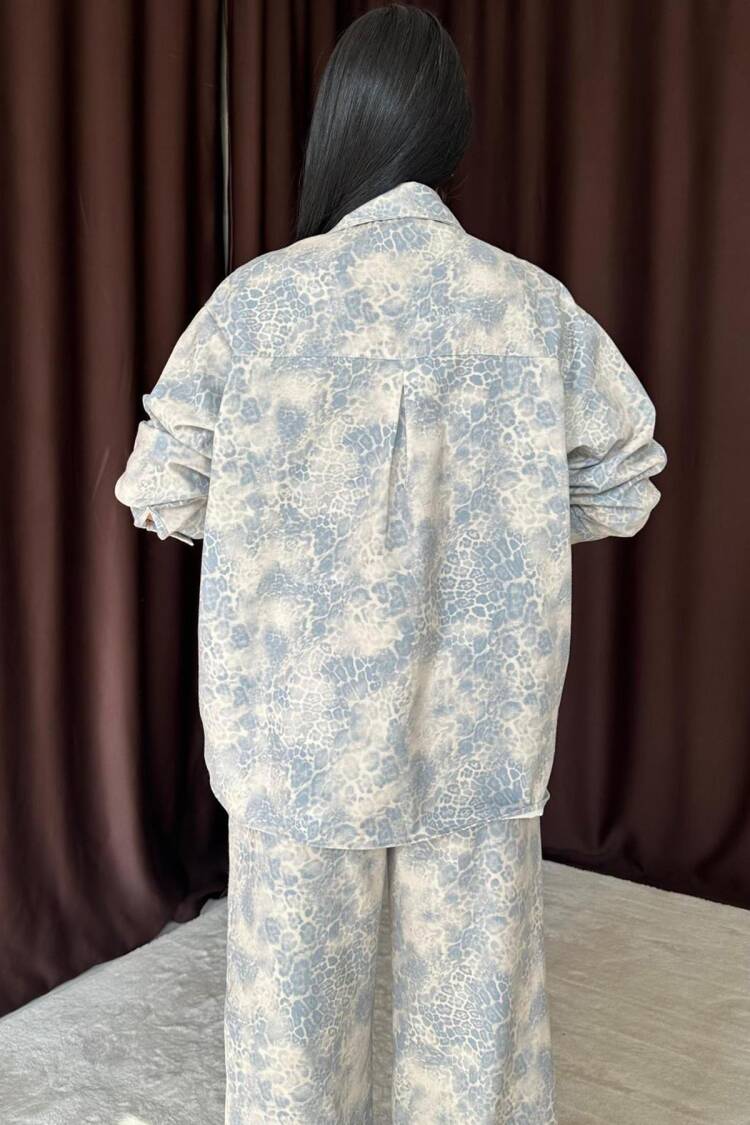 Leopard Patterned Jacket And Trousers Linen Suit