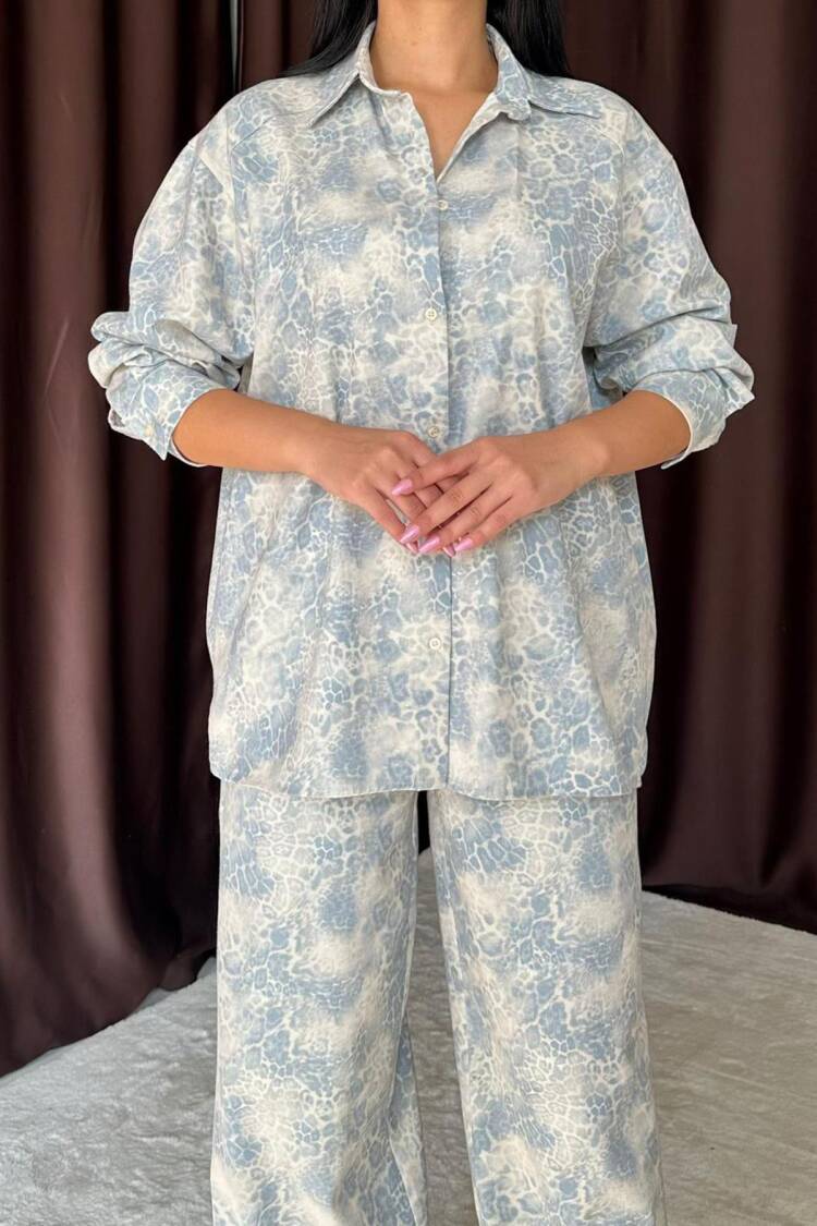 Leopard Patterned Jacket And Trousers Linen Suit