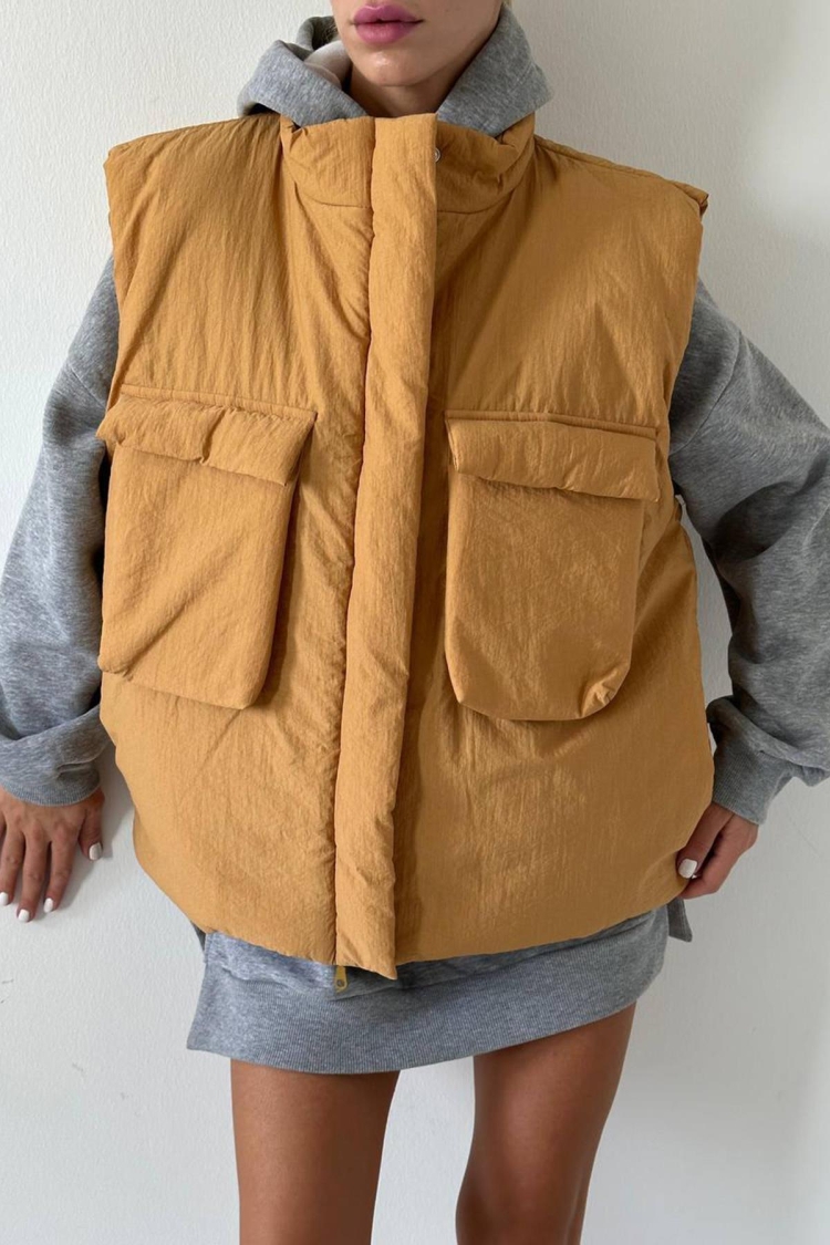 Pocket Puffer Vest - Camel