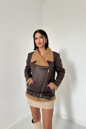 Fur Jacket With Epaulettes - Elisa - Globality Store - Women Clothes Wholesale Turkey