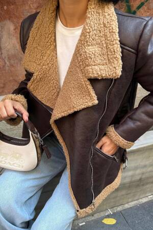 Fur Jacket With Epaulettes - Elisa - Globality Store - Women Clothes Wholesale Turkey