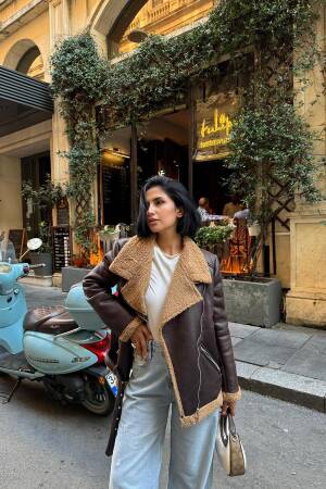 Fur Jacket With Epaulettes - Elisa - Globality Store - Women Clothes Wholesale Turkey