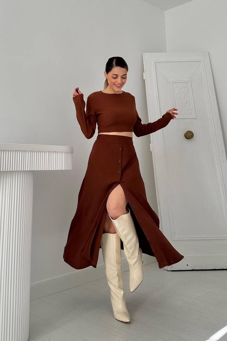 Corduroy Blouse & Skirt Set