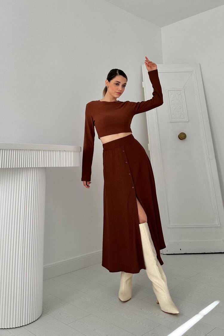 Corduroy Blouse & Skirt Set - Elisa - Globality Store - Women Clothes Wholesale Turkey