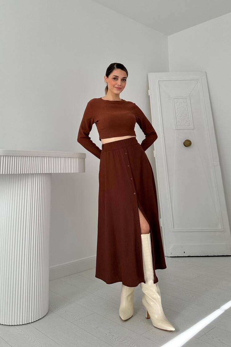 Corduroy Blouse & Skirt Set