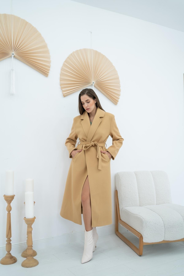 Belted Midi Coat - Elisa - Globality Store - Women Clothes Wholesale Turkey