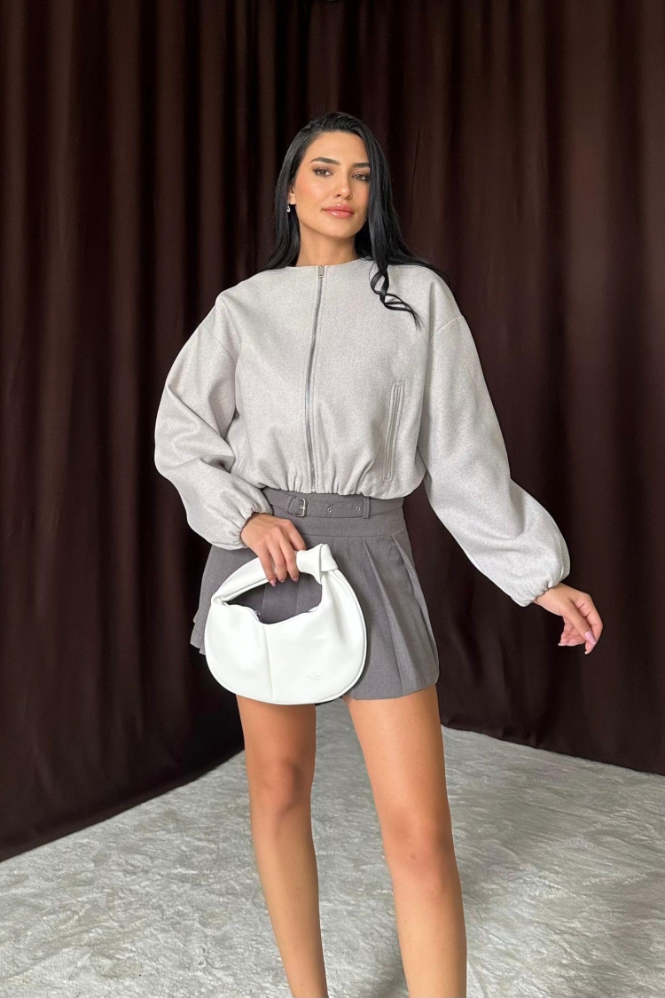 Short Front Zipper Bomber Jacket - Elisa - Globality Store - Women Clothes Wholesale Turkey