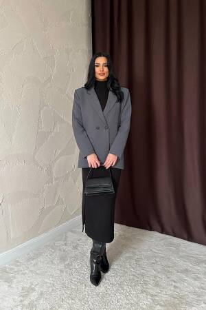 Blazer Jacket - Smoke - Elisa - Globality Store - Women Clothes Wholesale Turkey
