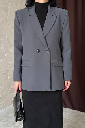 Blazer Jacket - Smoke - Elisa - Globality Store - Women Clothes Wholesale Turkey