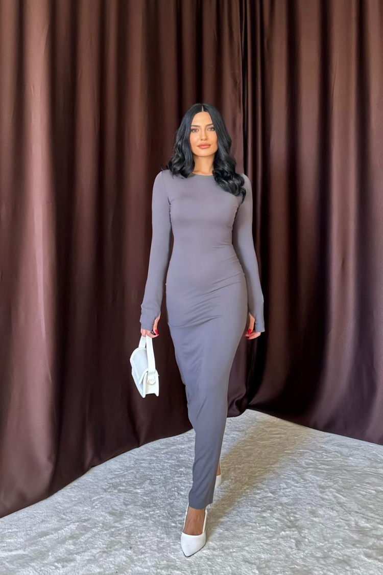 Bodycon Long Dress - Gray
