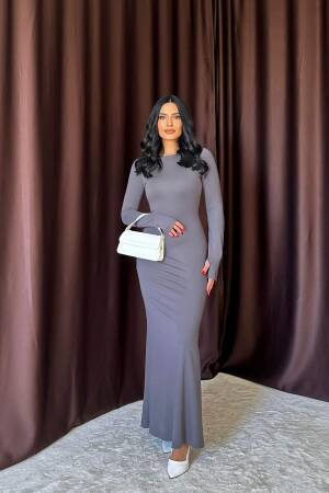Bodycon Long Dress - Gray - Elisa - Globality Store - Women Clothes Wholesale Turkey