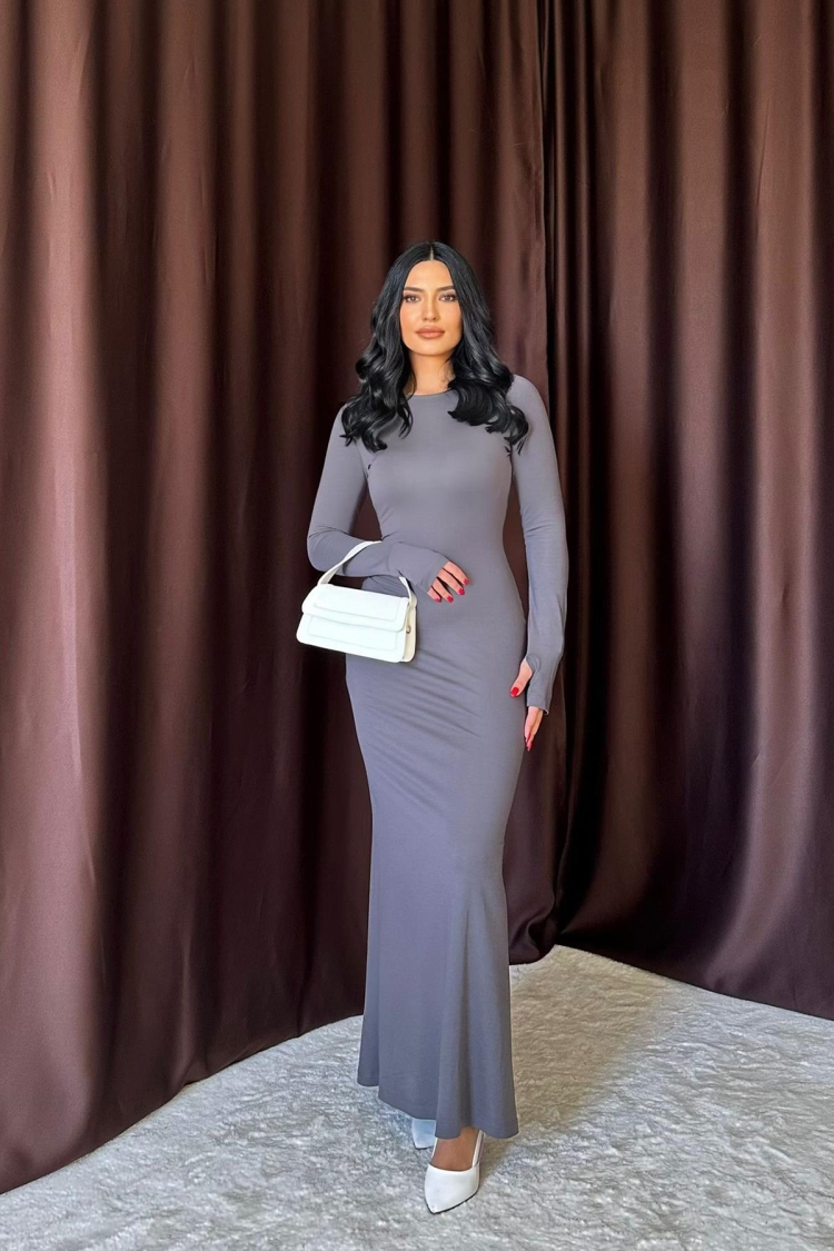 Bodycon Long Dress - Gray