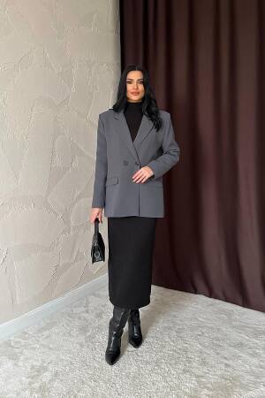Blazer Jacket - Smoke - Elisa - Globality Store - Women Clothes Wholesale Turkey