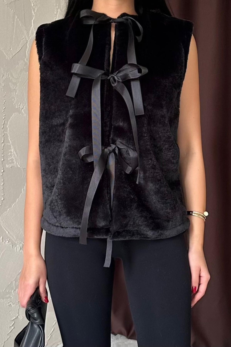 Plush Vest With Bow