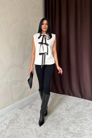 Bow Plush Vest - Elisa - Globality Store - Women Clothes Wholesale Turkey