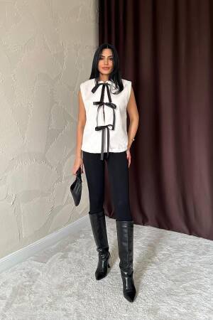 Bow Plush Vest - Elisa - Globality Store - Women Clothes Wholesale Turkey