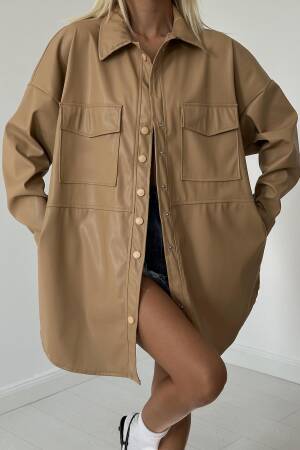 Leather Jacket With Snap Closure Pocket - Elisa - Globality Store - Women Clothes Wholesale Turkey