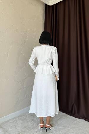 Pleated Detailed Double Breasted Dress - Ecru - Elisa - Globality Store - Women Clothes Wholesale Turkey