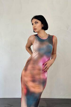 Batik Patterned Dress - Elisa - Globality Store - Women Clothes Wholesale Turkey