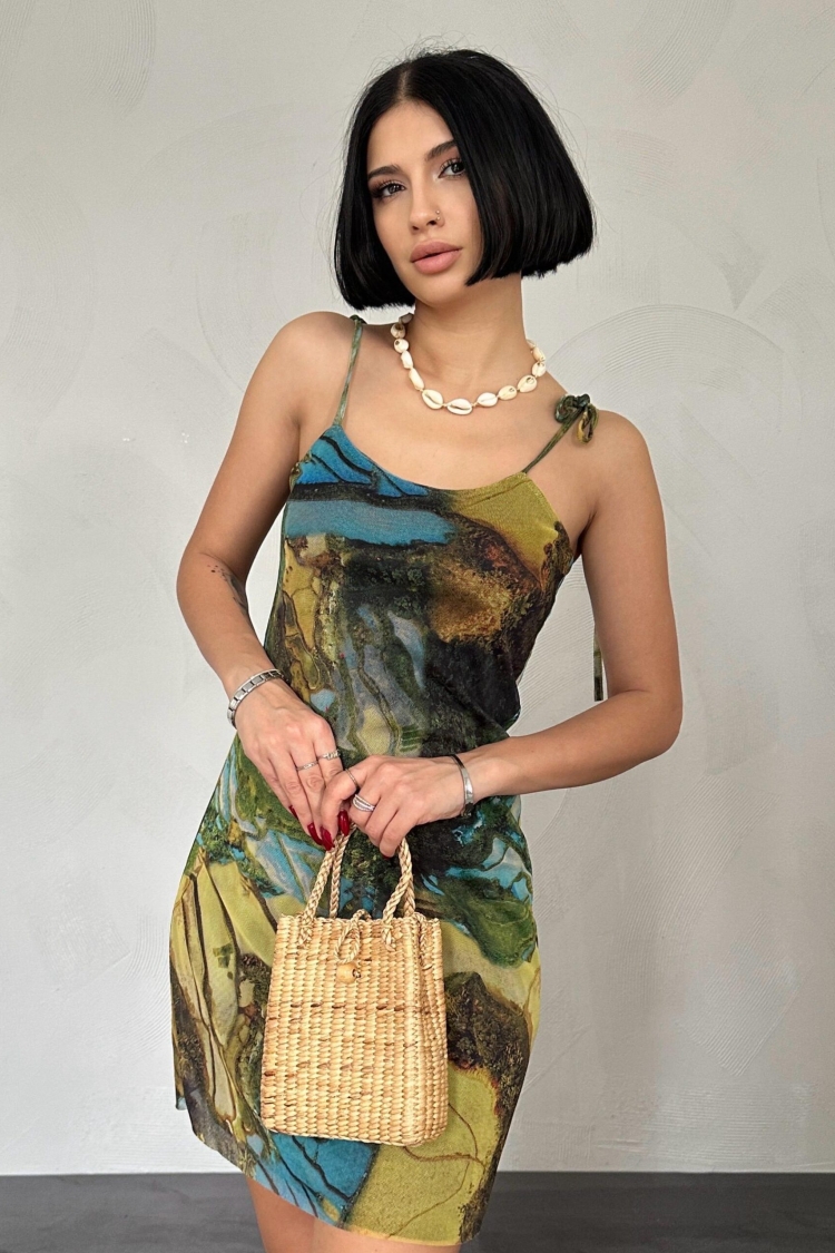 Strapless Basic Dress - Blue & Green