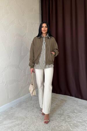 Patchwork Bomber Jacket - Elisa - Globality Store - Women Clothes Wholesale Turkey