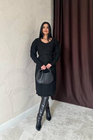 Belted Knit Dress - Elisa - Globality Store - Women Clothes Wholesale Turkey