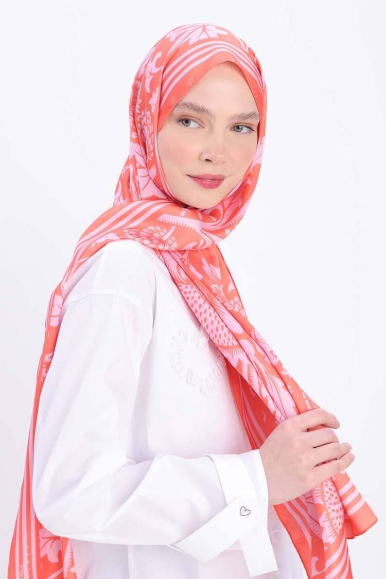 -pink Zigzag Cotton Jacquard Shawl