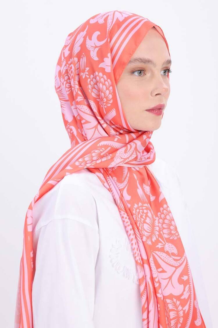 -pink Zigzag Cotton Jacquard Shawl