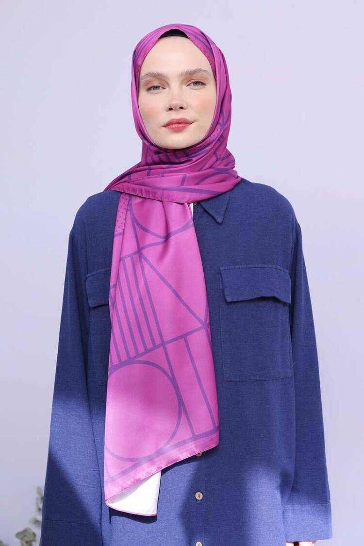 -purple Zigzag Cotton Jacquard Shawl