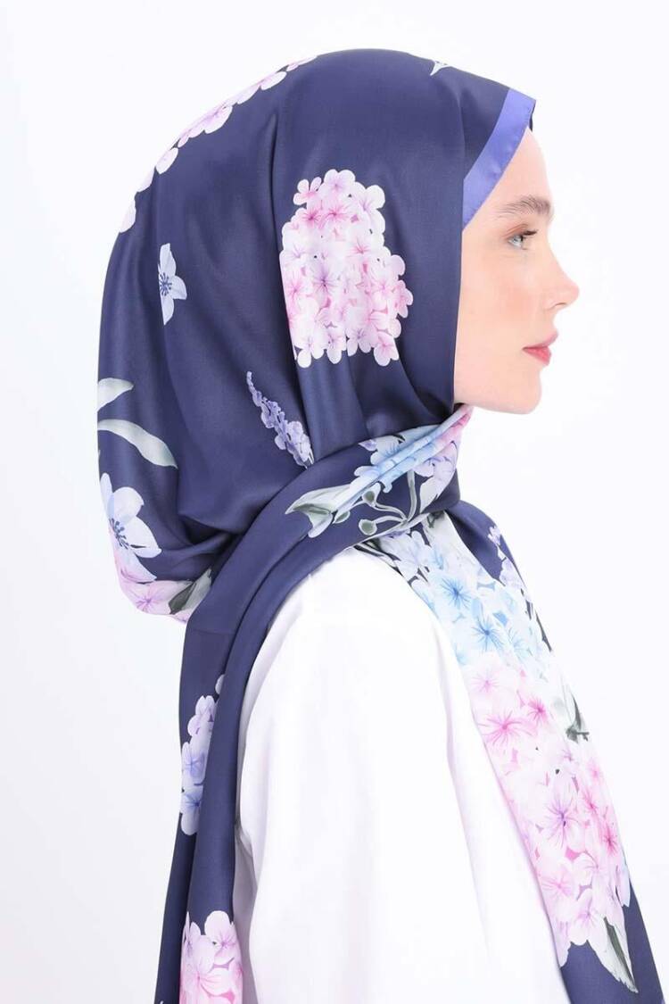 -blue Zigzag Cotton Jacquard Shawl