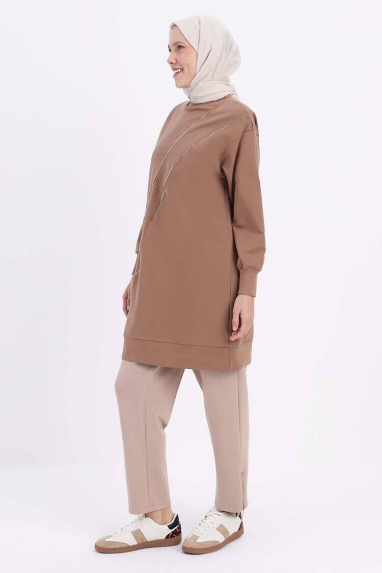 Ornamental Zippered Sweat Tunic