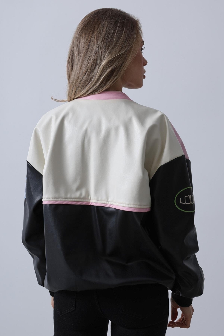 Biker Jacket - Black & Pink & Ecru