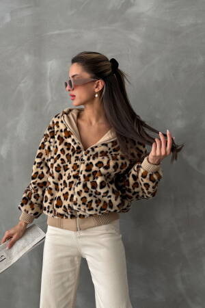 Leopard Look Plush Coat - Topshow - Globality Store - Women Clothes Wholesale Turkey