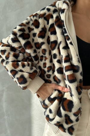 Leopard Look Plush Coat - Light - Topshow - Globality Store - Women Clothes Wholesale Turkey